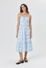 White Blue Floral Emma Tier Midi Dress - Trixxi Wholesale