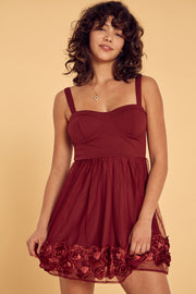 Wine Rose Skater Dress - Trixxi Wholesale