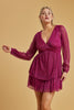 Magenta Long Sleeve Tier Dress - Trixxi Wholesale
