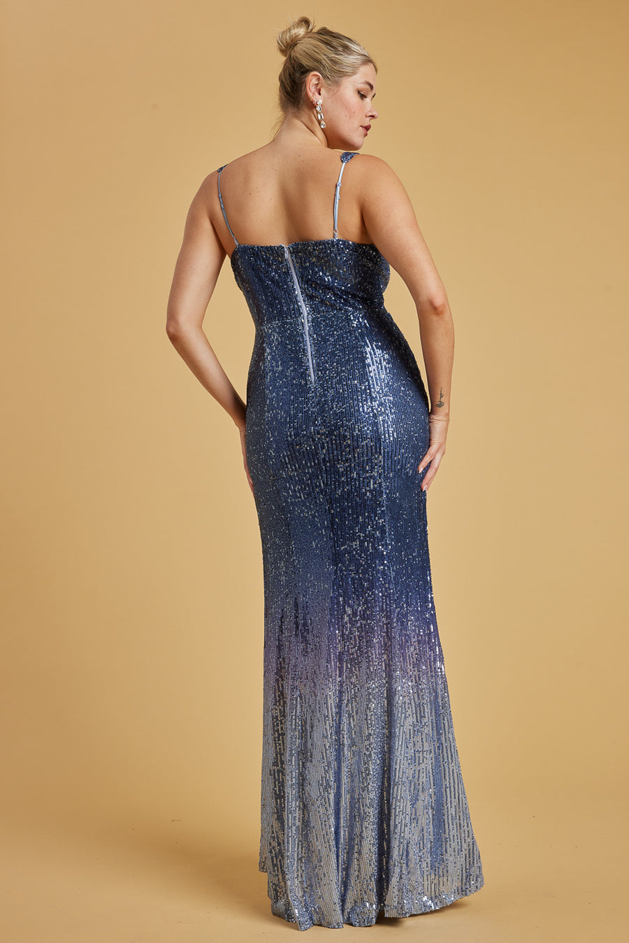 Blue Ombre Sequin Prom Dress - Trixxi Wholesale