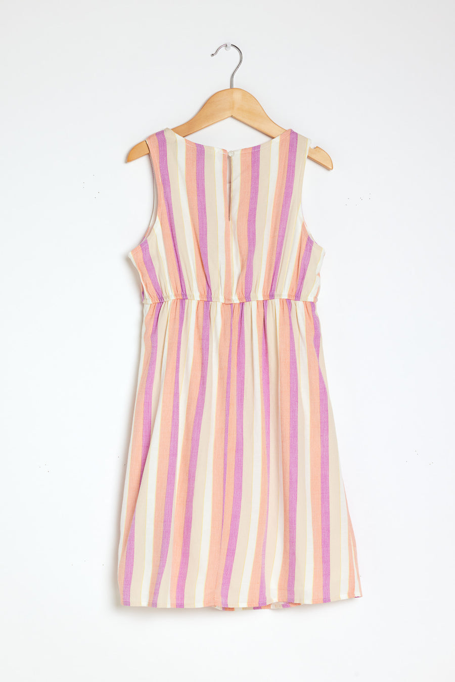 Kids Pink Stripe Sleeveless Front Cutout Dresss - Trixxi Wholesale