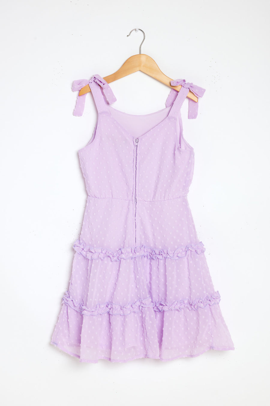 Kids Lavender Clip Dot Ruffle Dress - Trixxi Wholesale