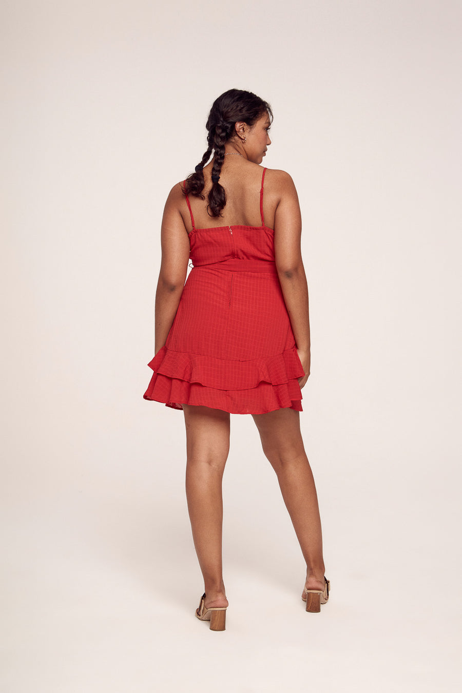 Red Strappy Ruffle Dress - Trixxi Wholesale