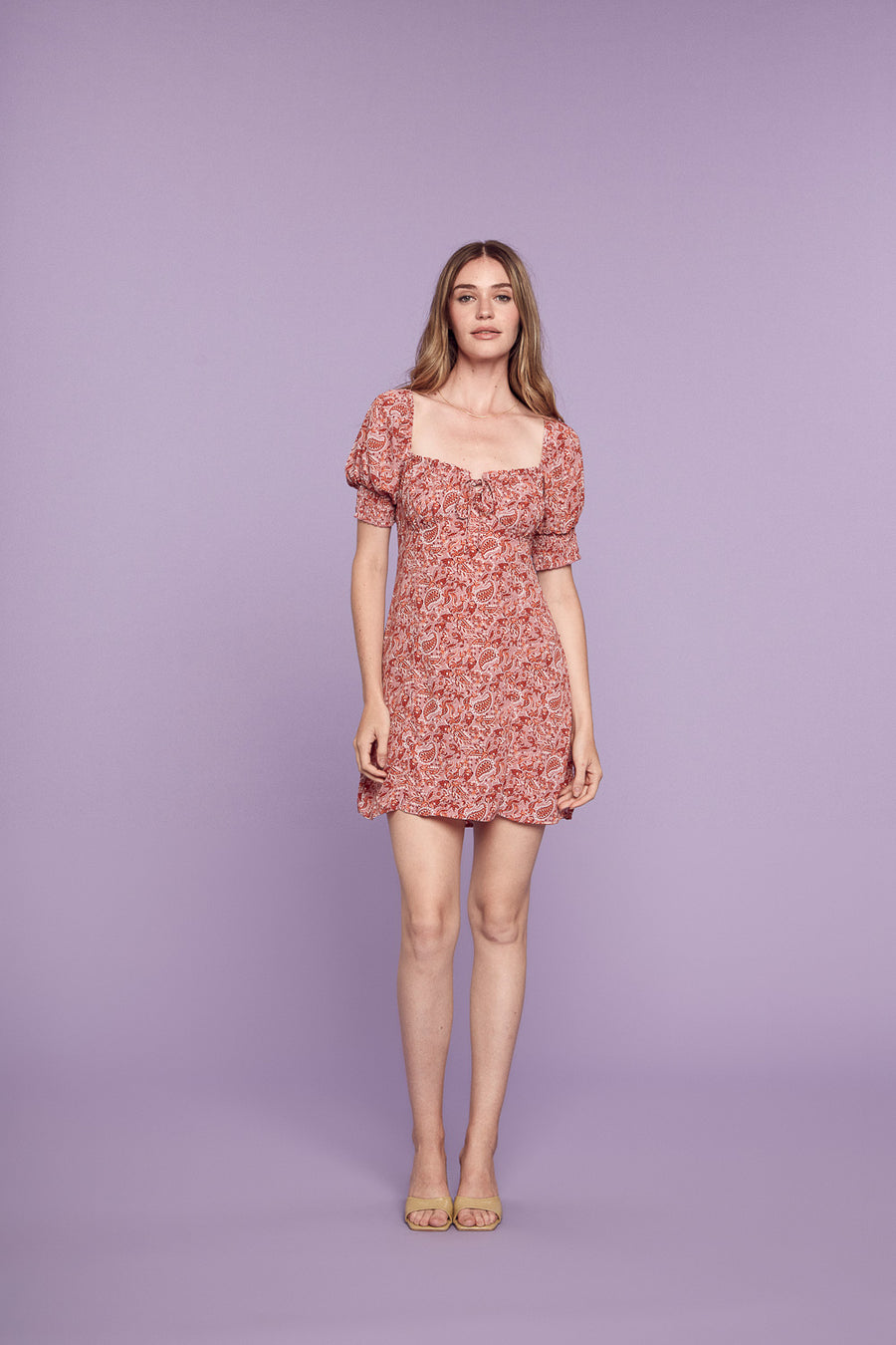 Mauve Paisley Smocked Dress - Trixxi Wholesale