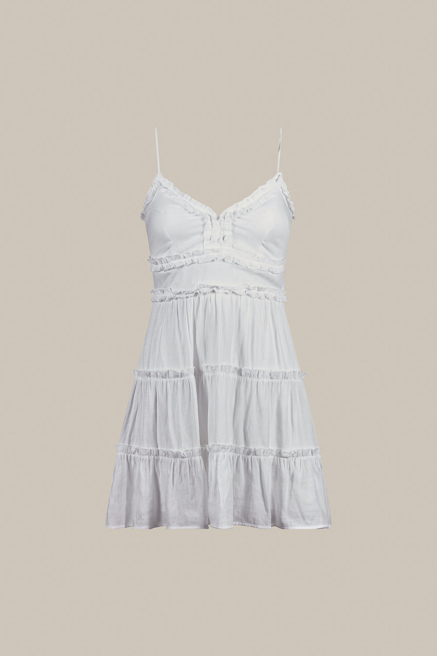 Tiered Woven Dress White - Trixxi Wholesale