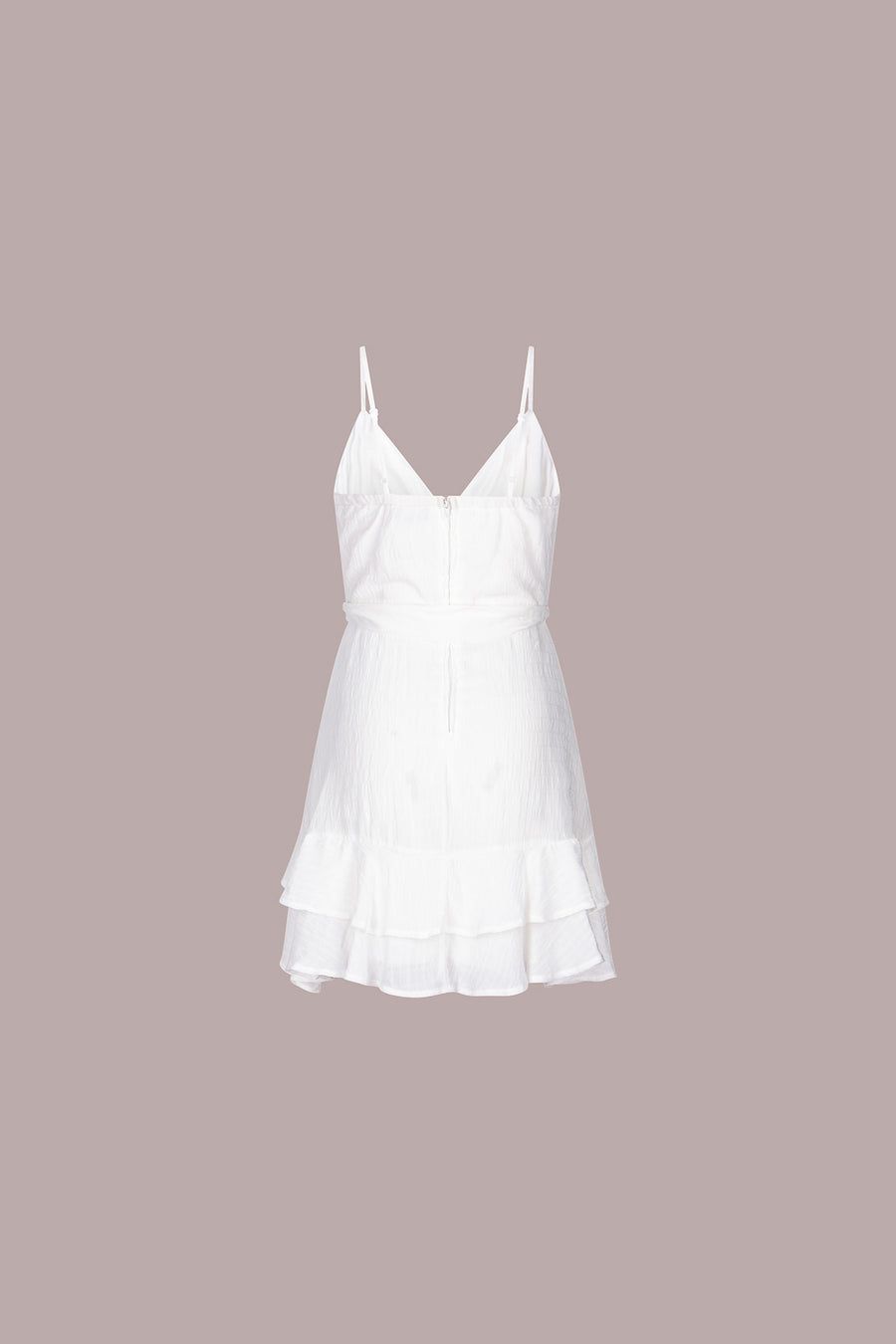 White Strappy Ruffle Wrap Dress - Trixxi Wholesale