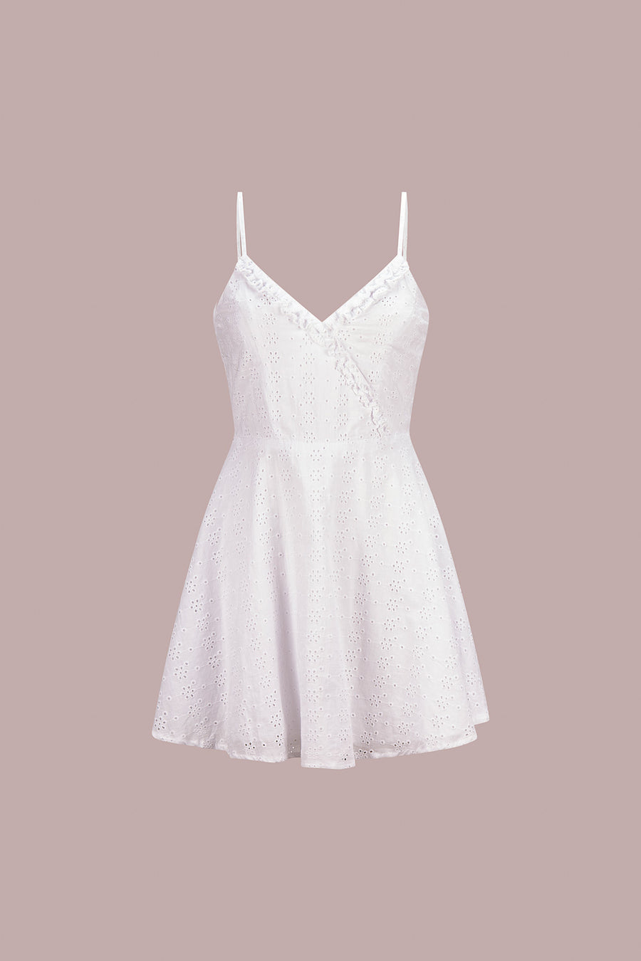 White Eyelet Ruffle Dress - Trixxi Wholesale