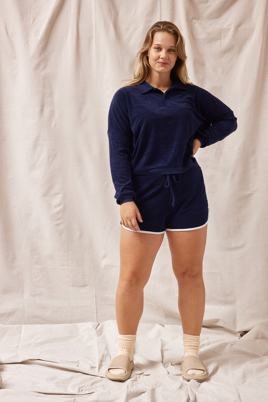 Navy Terry Pullover - Trixxi Wholesale