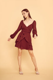 Burgundy Wrap Dress - Trixxi Wholesale